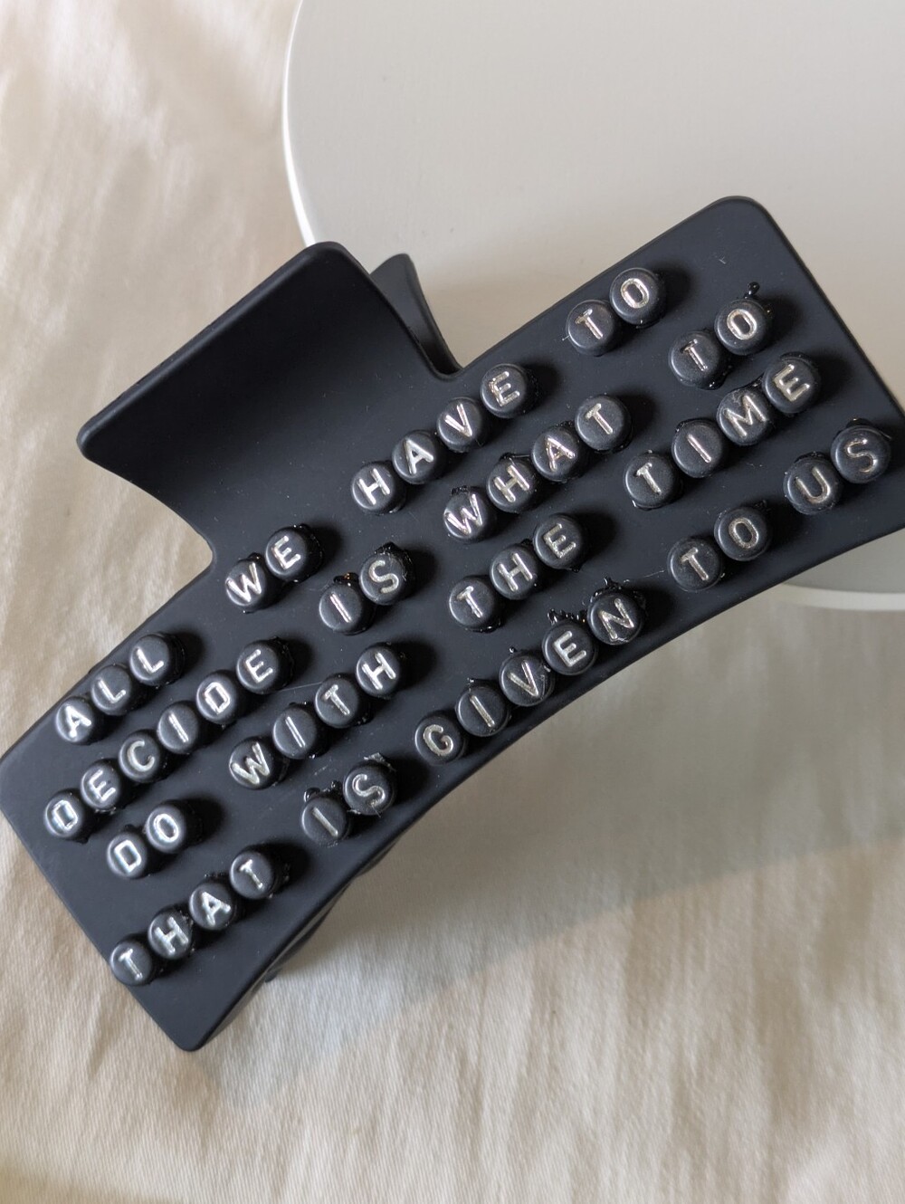 Hair Clip Claw Style Handcrafted Gandolf Quote Positivity Black Silver | NWT